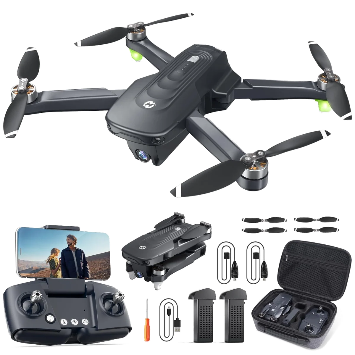 Holy Stone HS175D GPS Drone with 4K Camera for Adults, Under 249g, Foldable RC Quadcopter with Auto Return, 46 Mins Long Flight, Follow Me, Brushless Motor, Circle Fly, Waypoint Fly, Altitude Hold